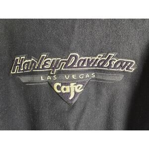 Harley Davidson Las Vegas Cafe Black & Cream Bomber Jacket Mens‎ XL